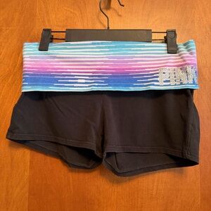 Victorias Secret Pink Yoga Shorts Black Bling Fold Over Waistband Medium